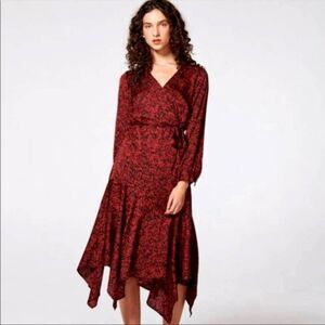 Vince Camuto Drifting Petals Hammered Satin Wrap Dress Large